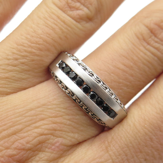 P. NINA 925 Sterling Silver 2-Tone White & Black C Z Ring Size 10