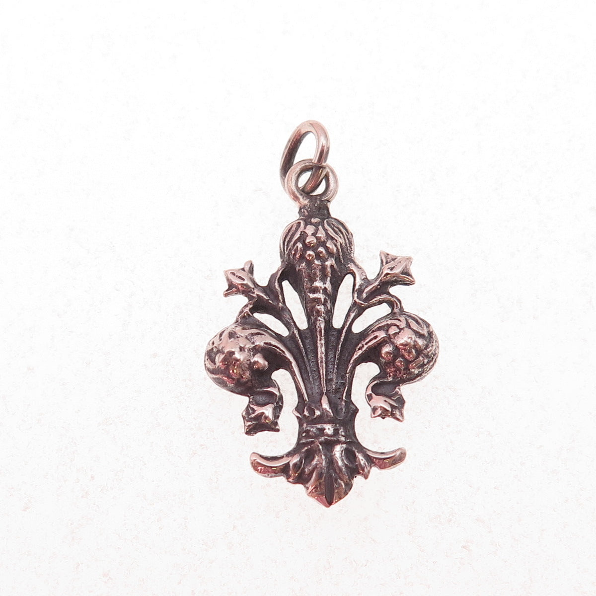 800 Silver Antique Art Deco Fleur de Lis Oxidized Charm Pendant
