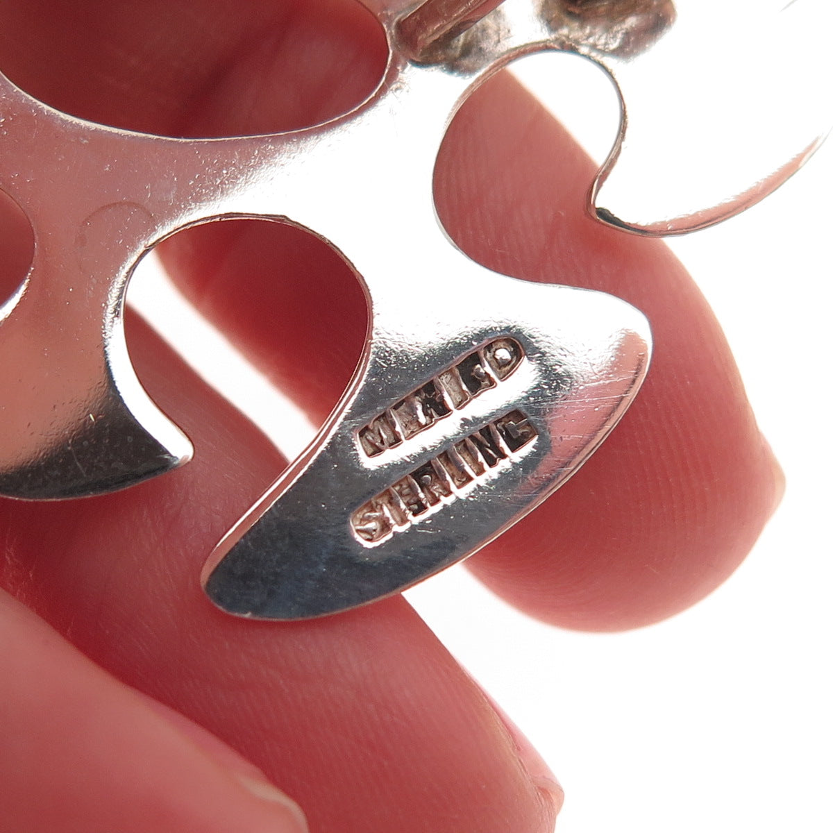 925 Sterling Silver Vintage Mexico Modernist Slide Pendant