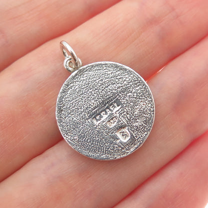 ZUMAN 925 Sterling Silver Vintage Israel Green Enamel Cross Charm Pendant