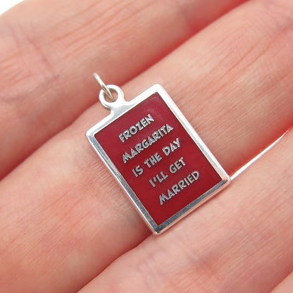 925 Sterling Enamel Frozen Margarita Is The Day I'll Get Married Mini Pendant