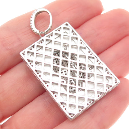 925 Sterling Silver Round-Cut C Z Prayer Hands Charm Pendant