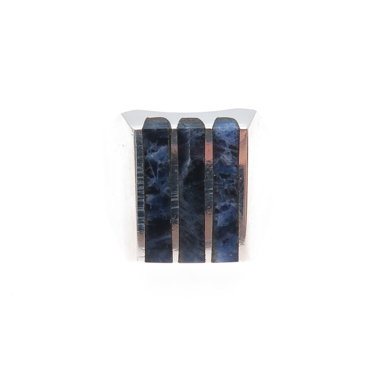 925 Sterling Silver Vintage Mexico Real Sodalite Modernist Ring Size 11