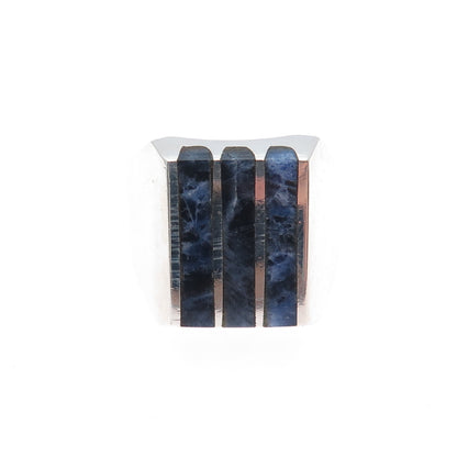 925 Sterling Silver Vintage Mexico Real Sodalite Modernist Ring Size 11