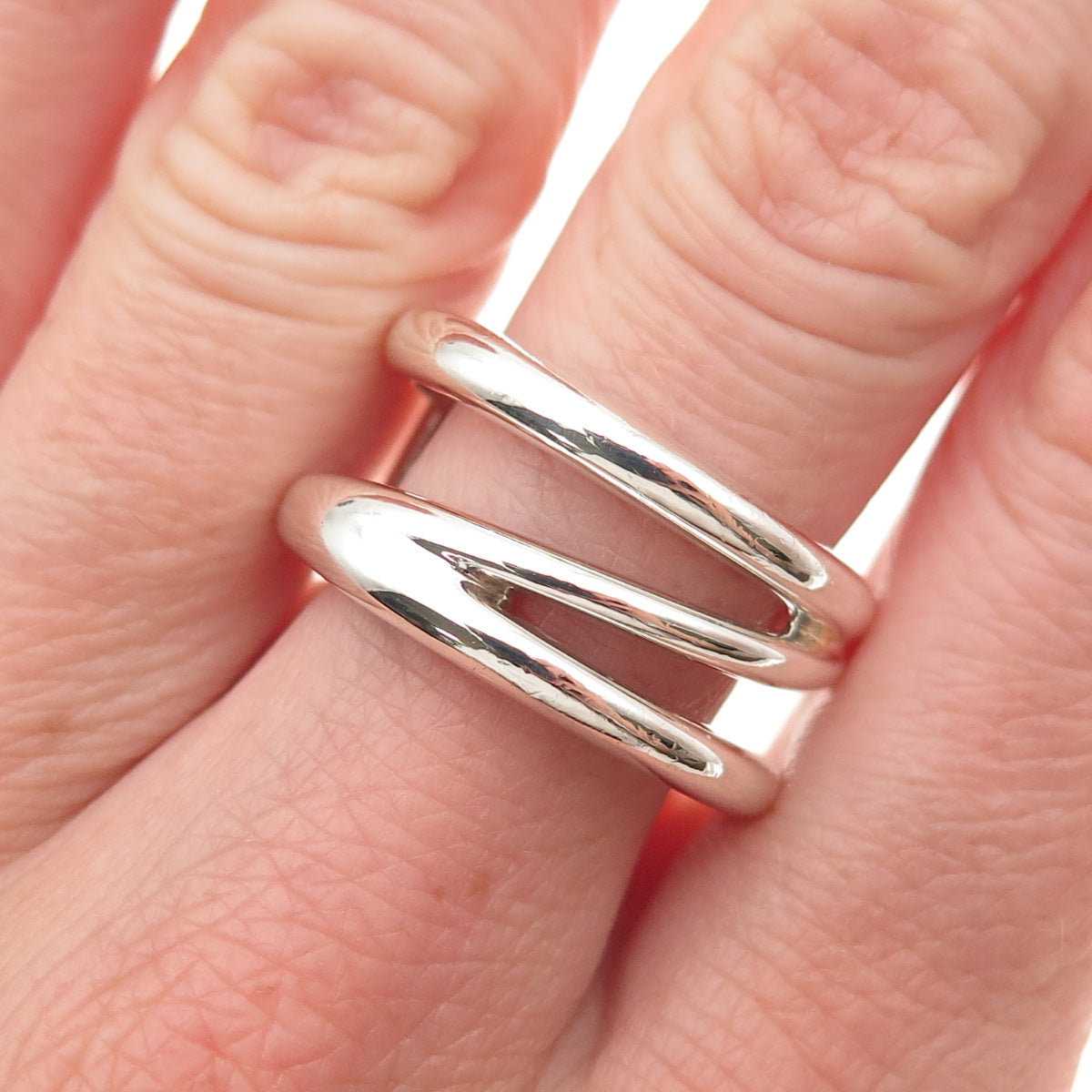 Tiffany & Co. 925 Sterling Silver Vintage Zig Zag Band Ring Size 8.75