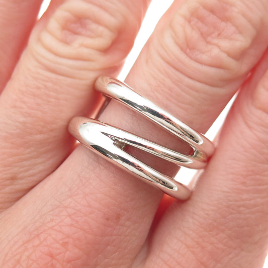 Tiffany & Co. 925 Sterling Silver Vintage Zig Zag Band Ring Size 8.75