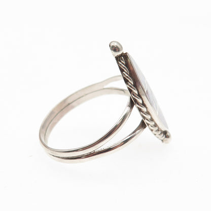 Old Pawn 925 Sterling Silver Vintage Southwestern Opal Tribal Ring Size 10
