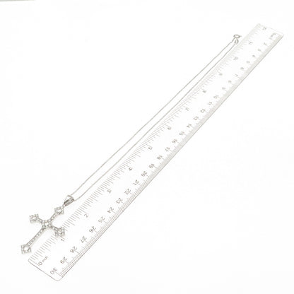 925 Sterling Silver Round-Cut C Z Cross Cable Chain Necklace 18"