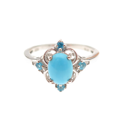 Chuck Clemency 925 Sterling Silver Real Turquoise & Apatite Ring Size 8