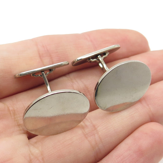 AVEDON 925 Sterling Silver Vintage Engravable Oval Cufflinks