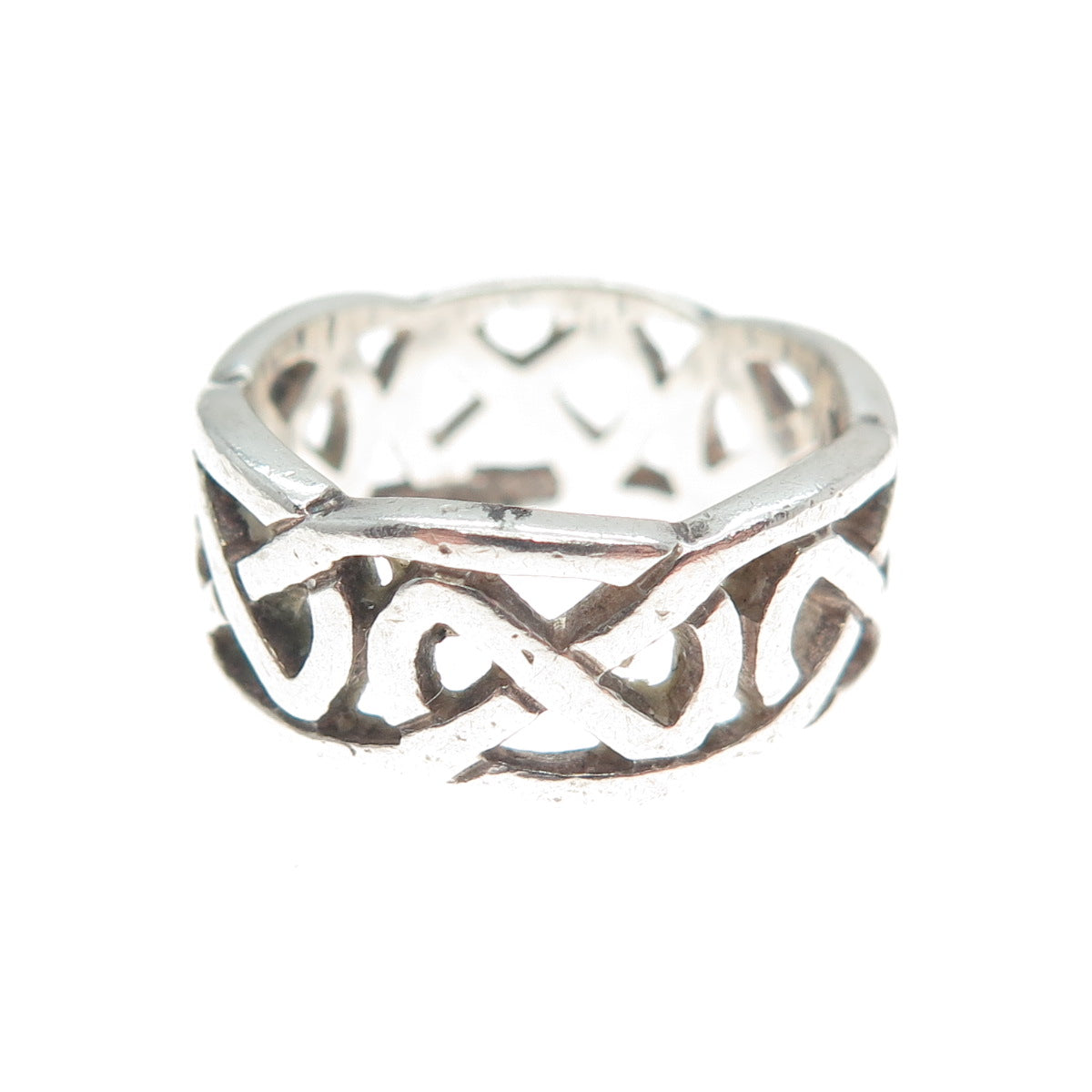 925 Sterling Silver Vintage JC Dublin Celtic Knot Oxidized Band Ring Size 5.75