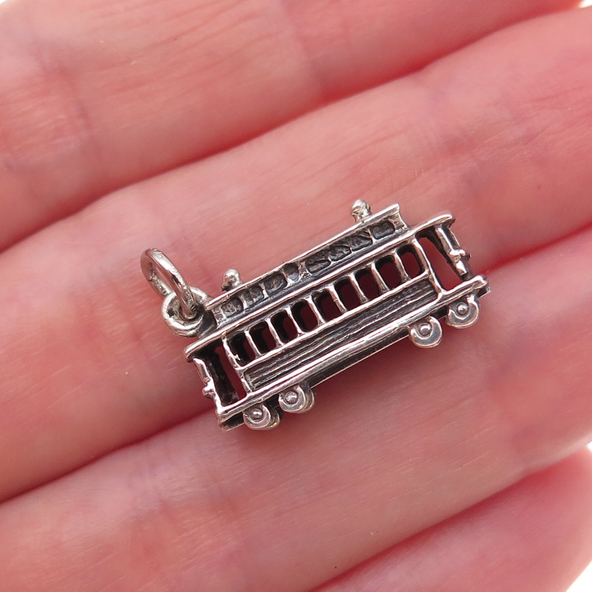 Danecraft 925 Sterling Silver Vintage New Orleans Streetcar 3D Charm Pendant