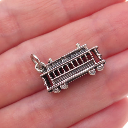 Danecraft 925 Sterling Silver Vintage New Orleans Streetcar 3D Charm Pendant