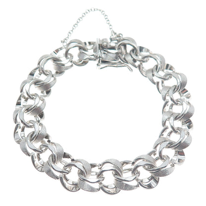 AMERICAN 925 Sterling Silver Antique Art Deco Bismark Link Bracelet 7.25"