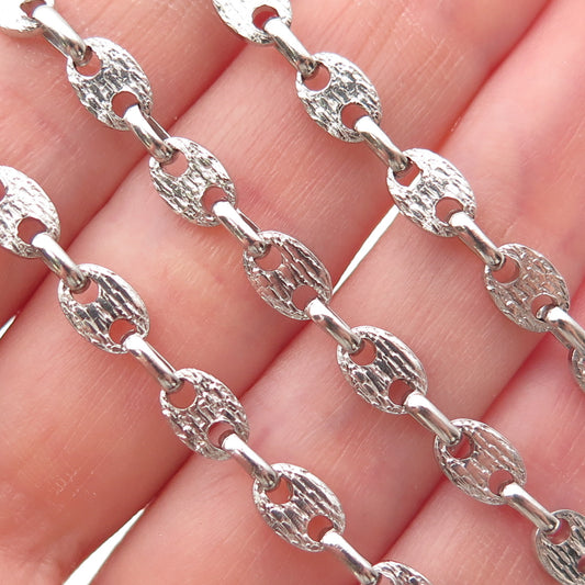 925 Sterling Silver Vintage Italy Textured Anchor Mariner Chain Necklace 24"