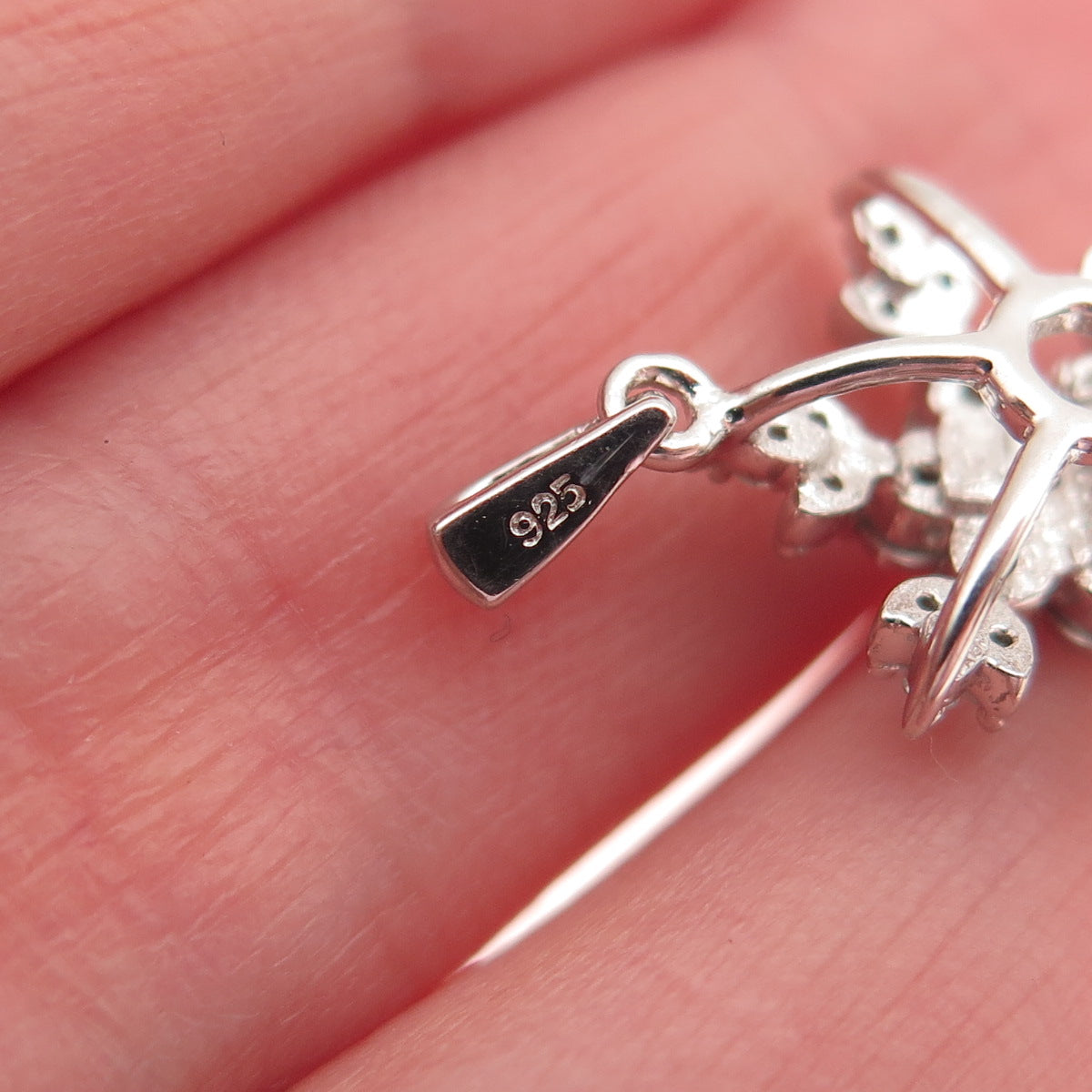 Jane Seymour 925 Sterling Real Round-Cut Diamond Snowflake Mini Charm Pendant
