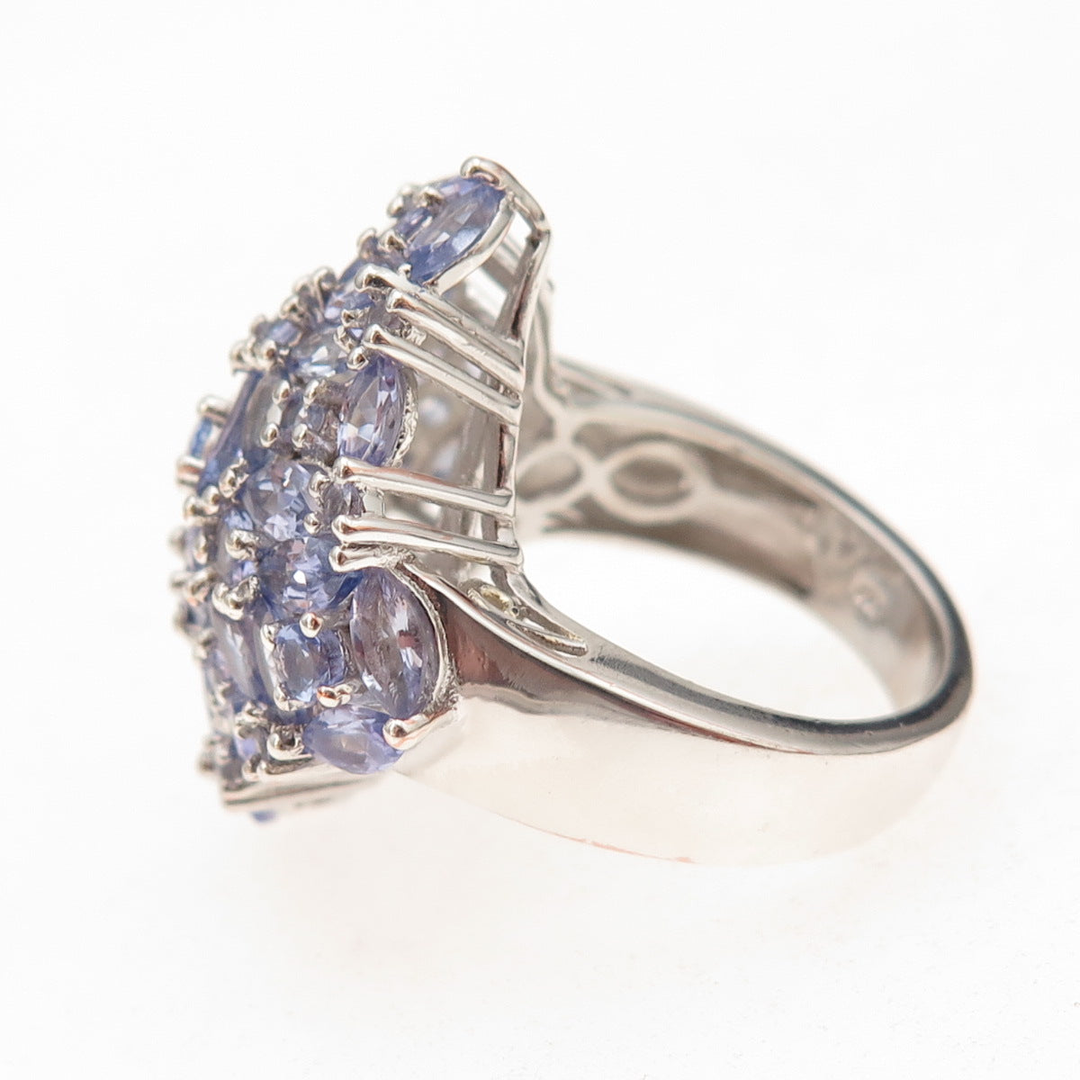 Chuck Clemency 925 Sterling Silver Real Tanzanite Cluster Ring Size 8.25