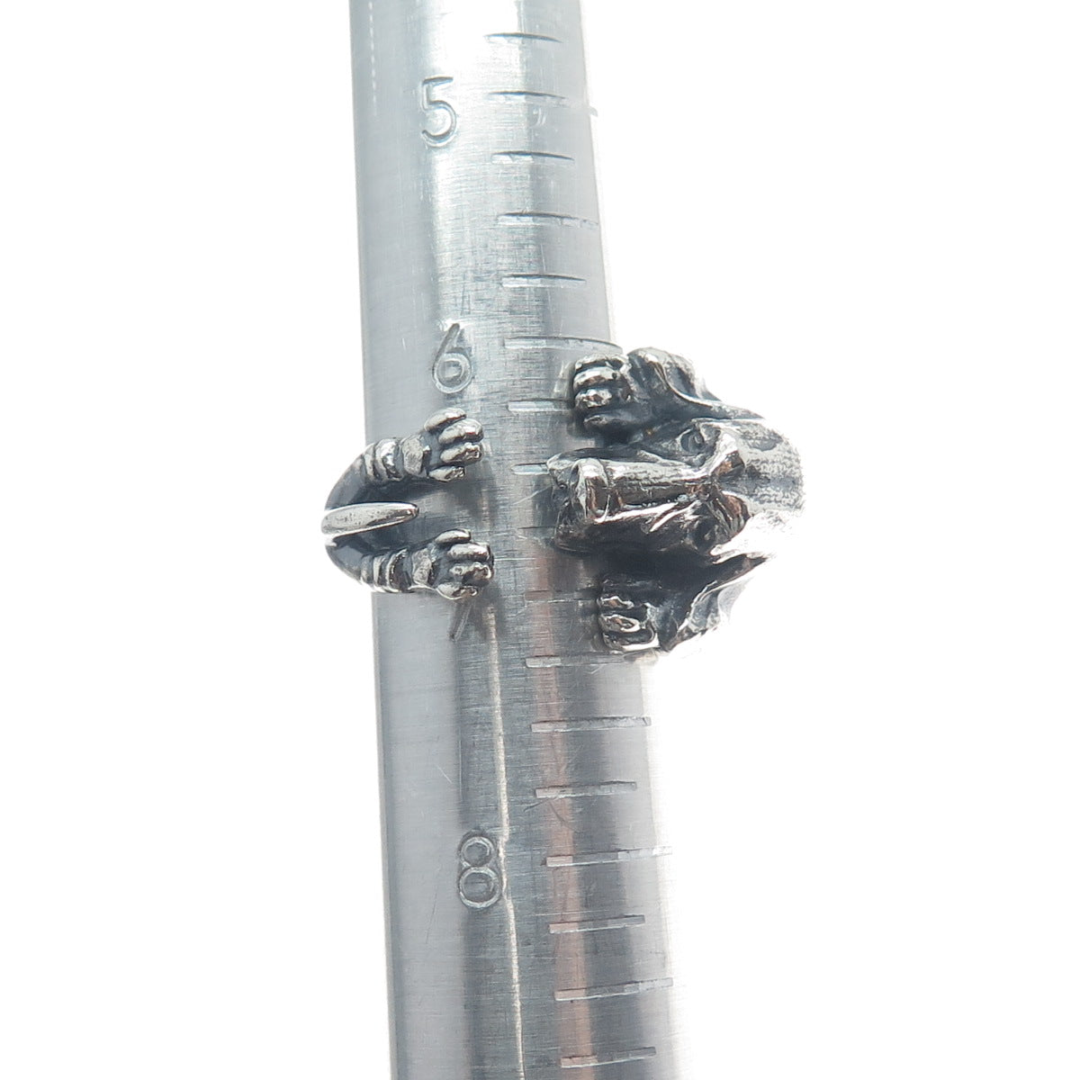 NOVE25 Sterling Silver Vintage Basset Hound Dog Adjustable Hug Ring Size 6.75
