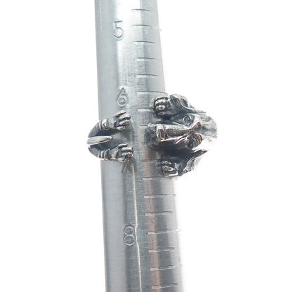 NOVE25 Sterling Silver Vintage Basset Hound Dog Adjustable Hug Ring Size 6.75
