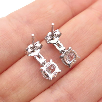 925 Sterling Silver Round-Cut C Z Drop Dangle Earrings