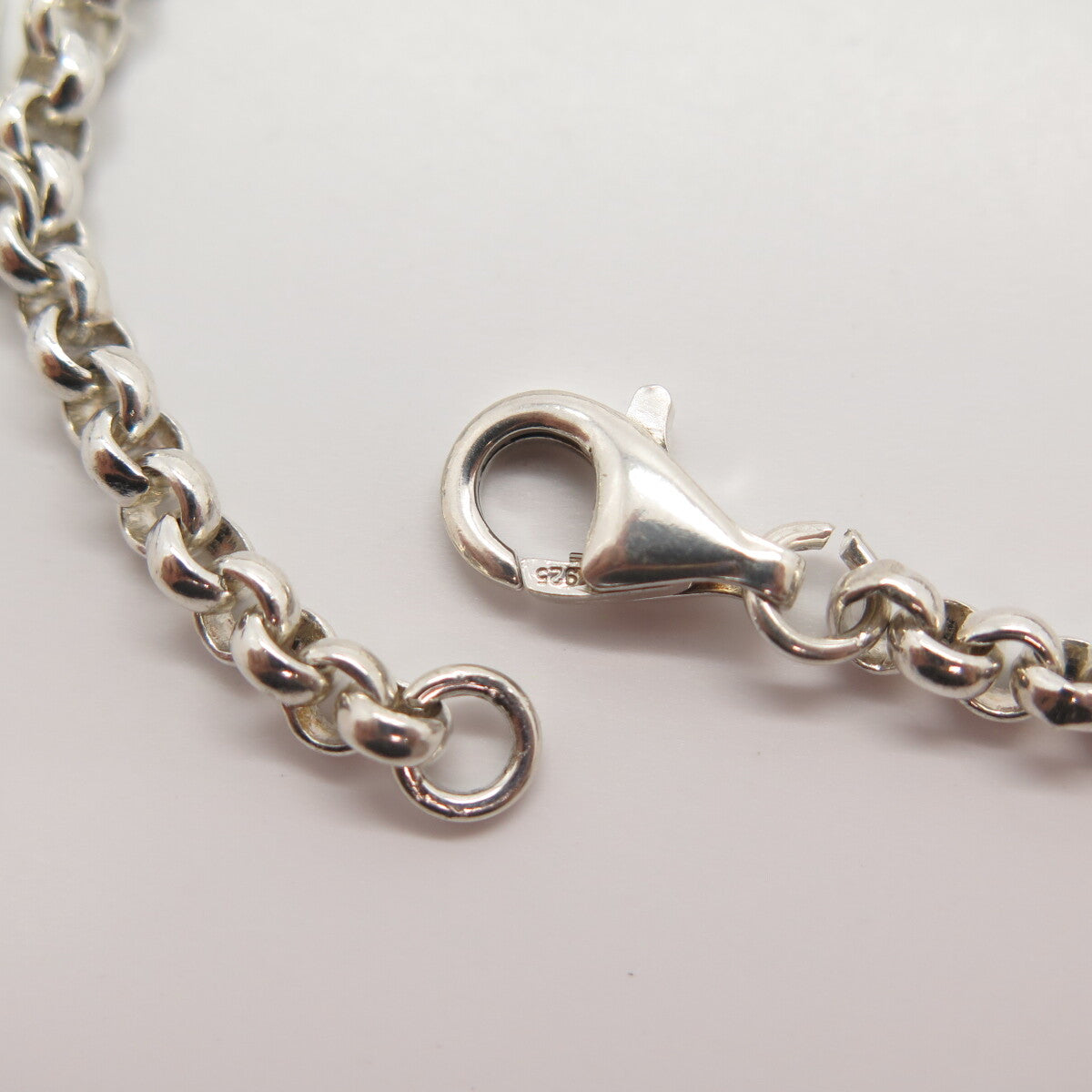 925 Sterling Silver Round-Cut C Z Bear Rolo Link Bracelet 7"