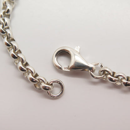 925 Sterling Silver Round-Cut C Z Bear Rolo Link Bracelet 7"