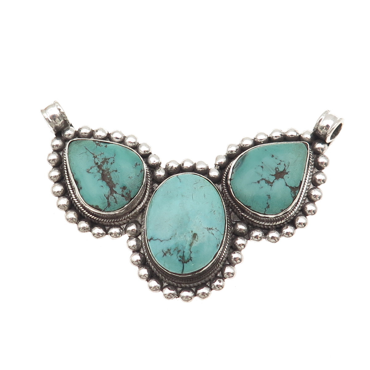 925 Sterling Vintage Southwestern Real Turquoise Large 43.1g Centerpiece Pendant