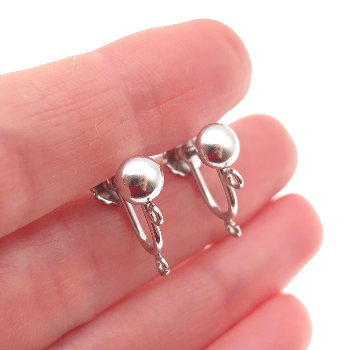 Simmons 925 Sterling Silver Vintage Charm Holder Screw Back Earrings