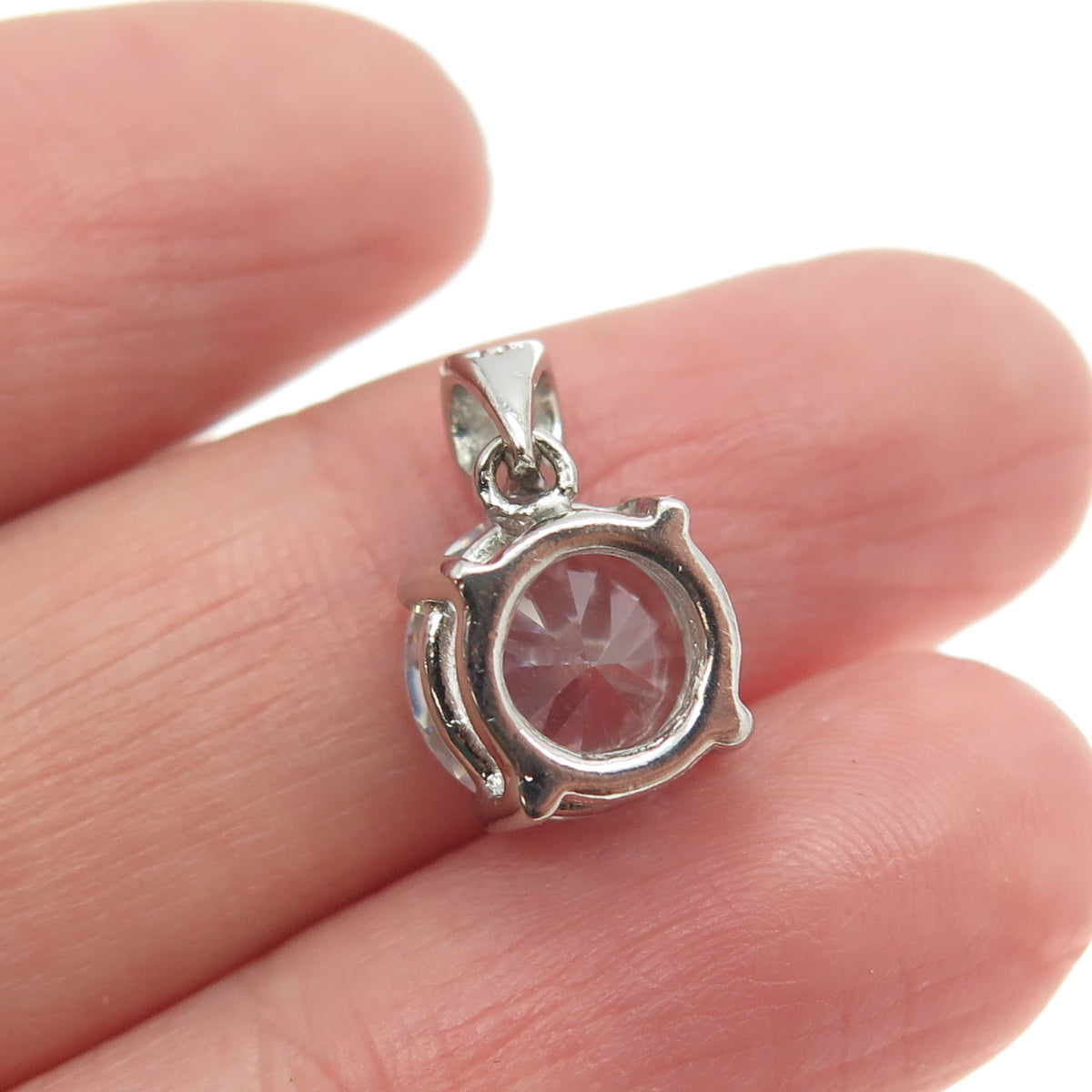 925 Sterling Silver Round-Cut C Z Minimalist Pendant