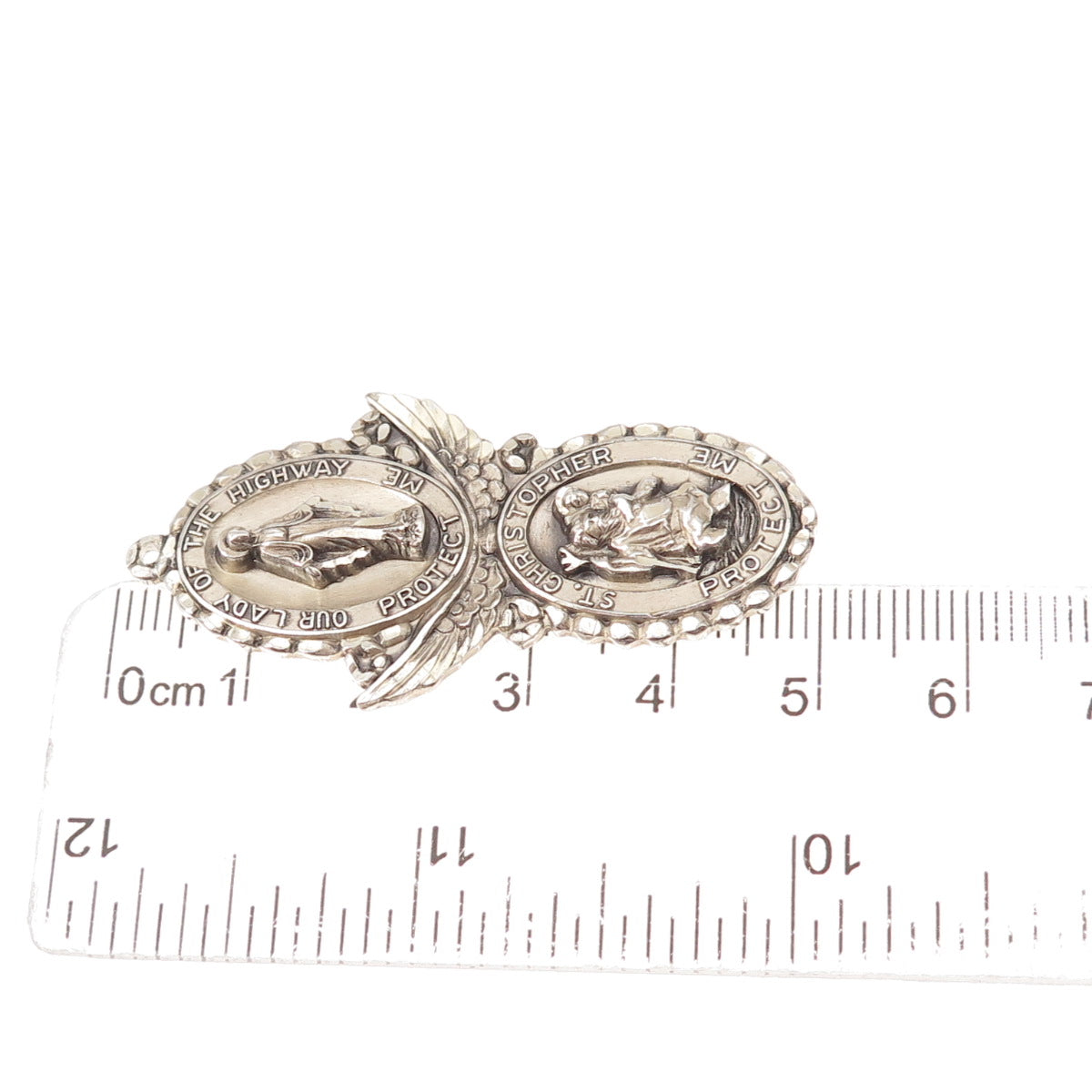Creed 925 Sterling Silver Antique Art Deco St. Mary & St. Christopher Pendant