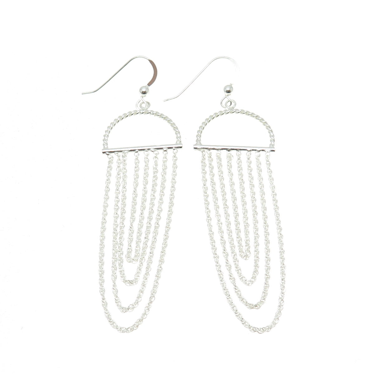 925 Sterling Silver Singapore Chain Chandelier Earrings