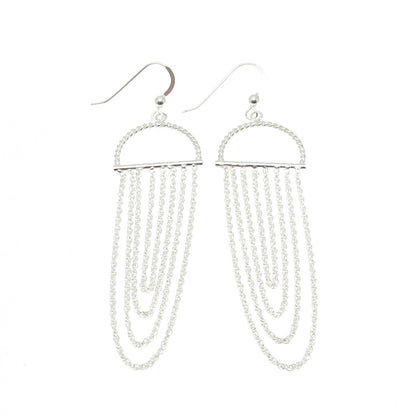 925 Sterling Silver Singapore Chain Chandelier Earrings