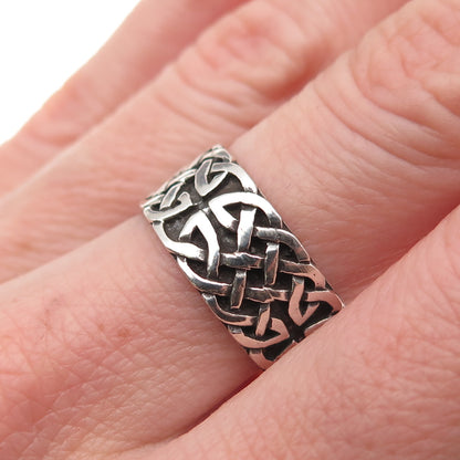 925 Sterling Silver Vintage Celtic Oxidized Band Ring Size 6.75