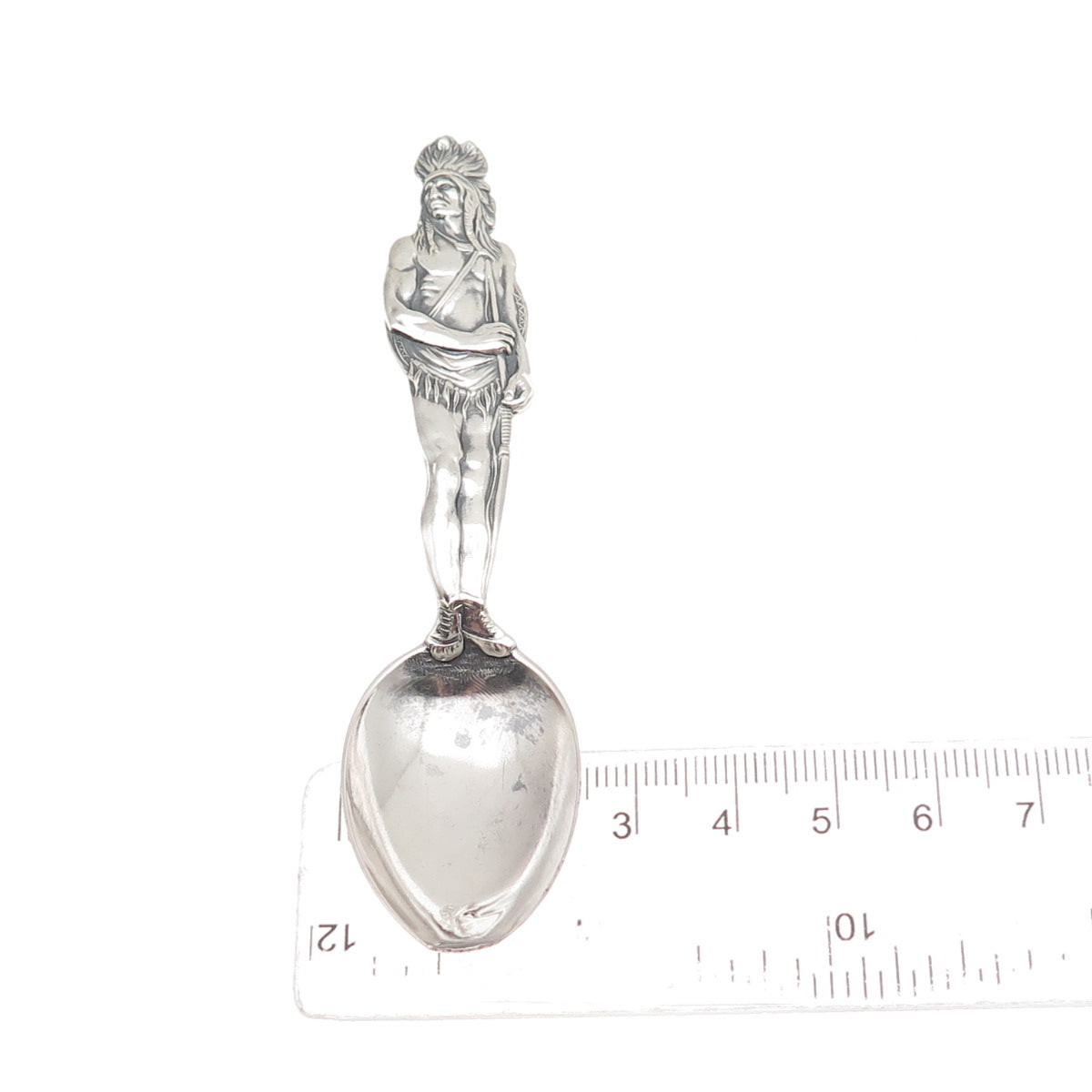 Mechanics 925 Sterling Silver Antique Art Deco Indian Chief Coffee Spoon