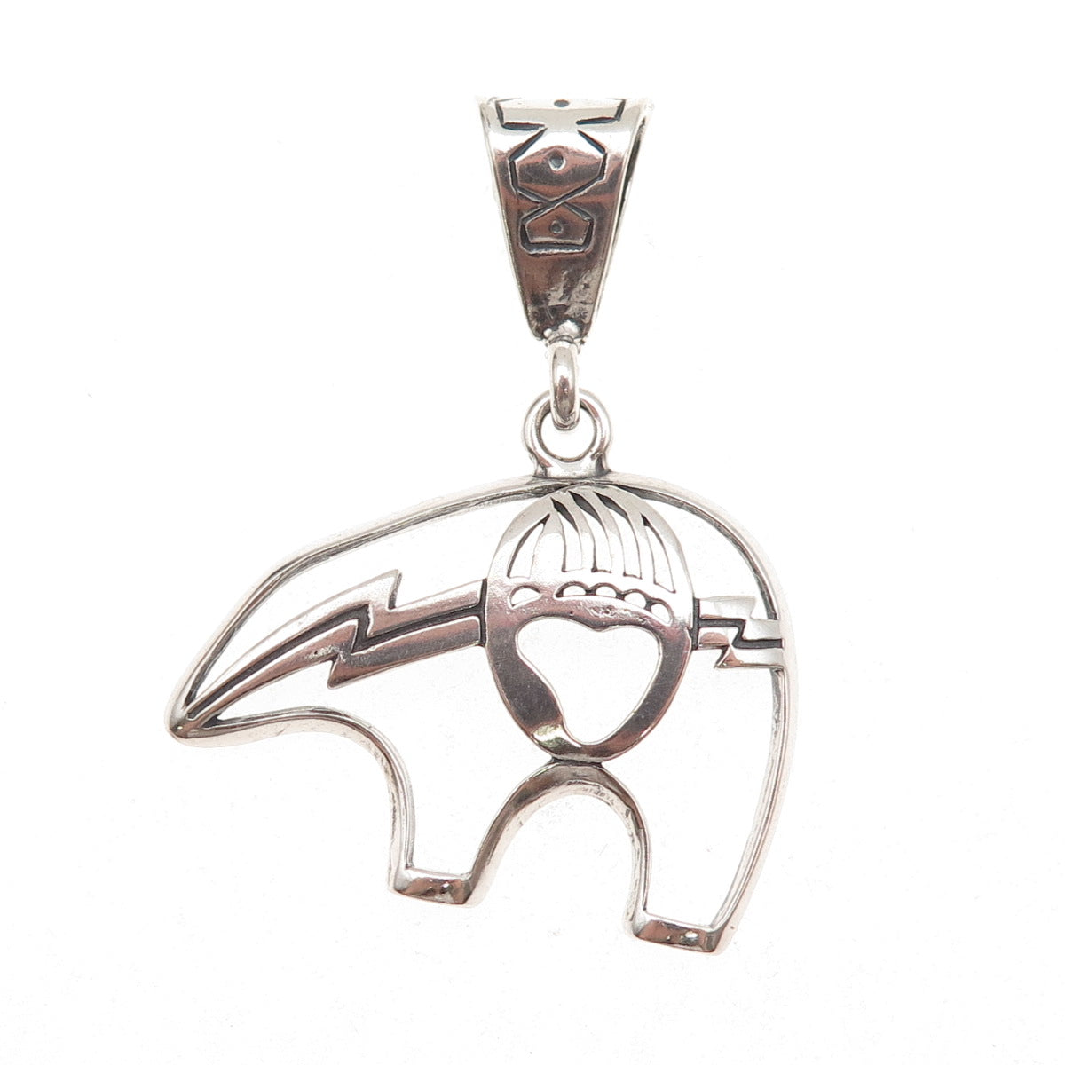 Masha Old Pawn Sterling Silver Vintage Southwestern Native Bear Charm Pendant