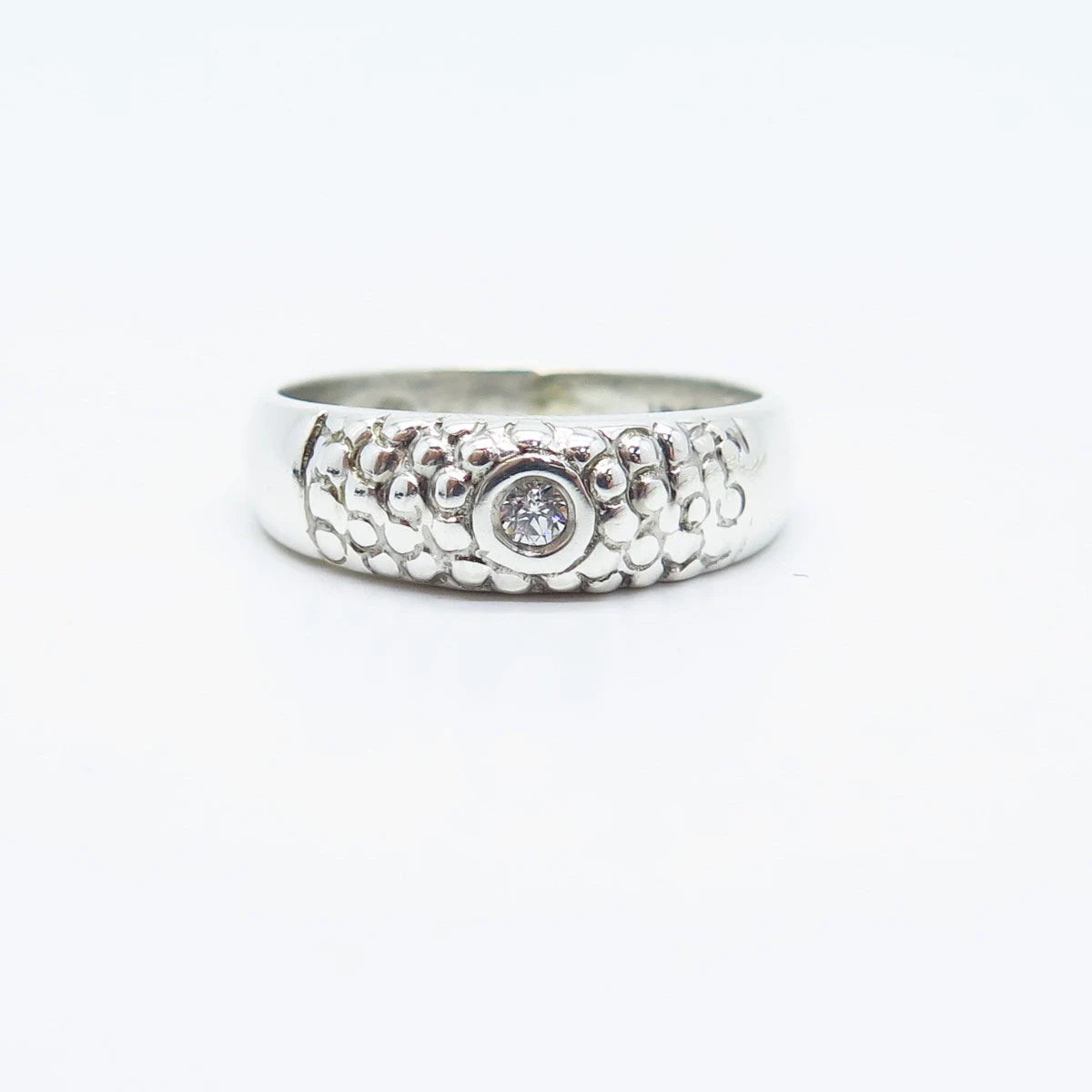 925 Sterling Silver Vintage C Z Dotted Ring Size 7.5