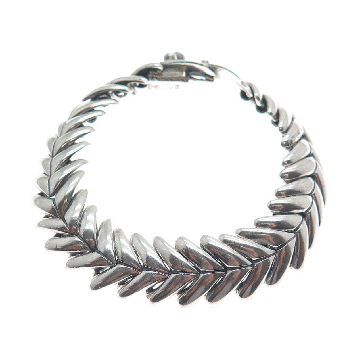 925 Sterling Silver Vintage Mexico Arrow Link Oxidized Bracelet 7"