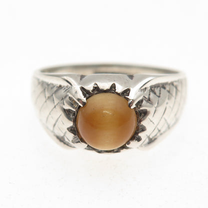 McGrath Hamin 925 Sterling Silver Vintage Real Tiger Eye Oxidized Ring Size 9.5