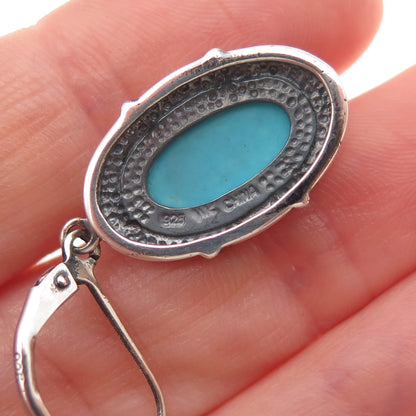 Whitney Kelly 925 Sterling Silver Vintage Real Turquoise Dangle Earrings