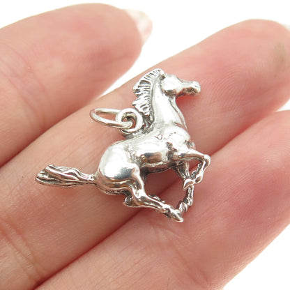 SUN WEST 925 Sterling Silver Vintage Frisky Horse 3D Pendant