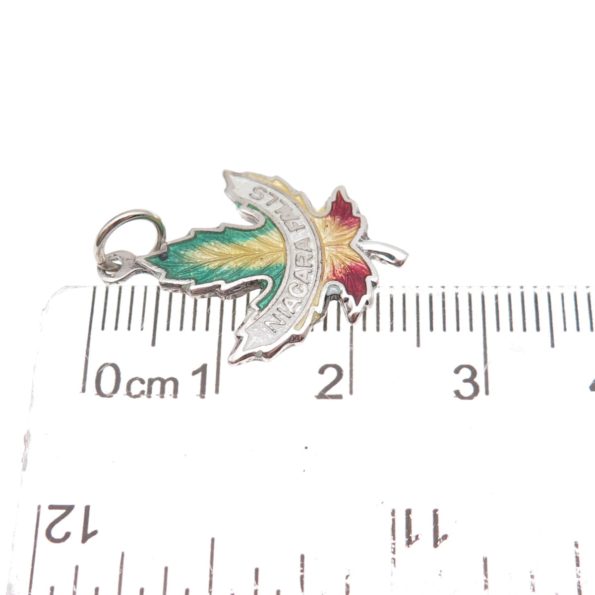 Breadner Co. Sterling Antique Art Deco Enamel Niagara Falls Maple Leaf Pendant