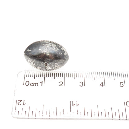 925 Sterling Silver Vintage Football Ball Oxidized 3D Mini Charm Pendant