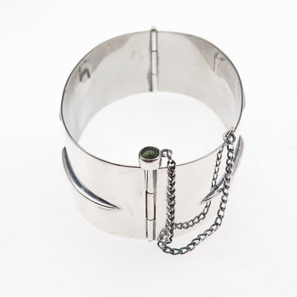 E. Allen Sterling Silver Vintage Real Peridot Modernist Oxidized Bracelet 7.5"