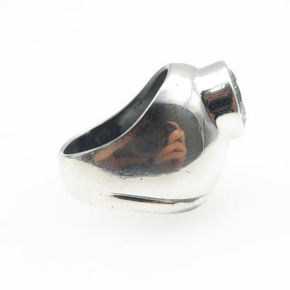 925 Sterling Silver Vintage Round-Cut C Z Modernist Ring Size 6.5