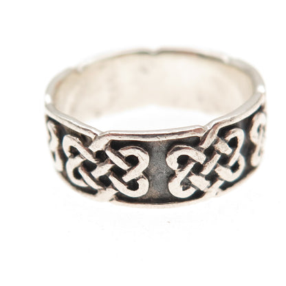 Peter Stone 925 Sterling Silver Vintage Celtic Knot Oxidized Band Ring Size 7.75