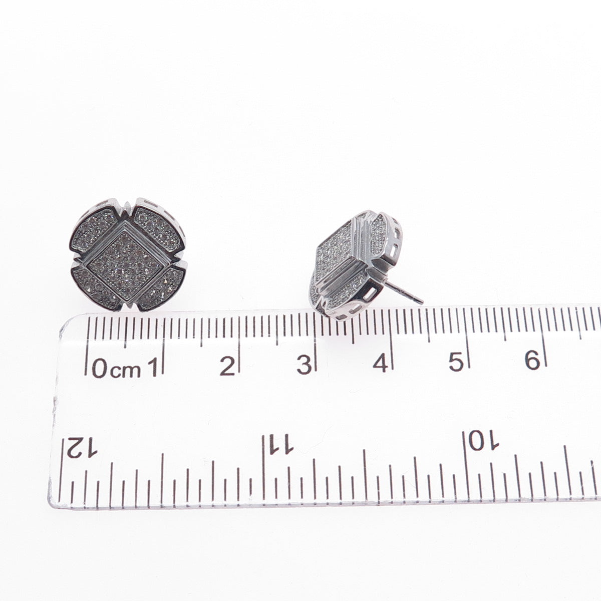 925 Sterling Silver Round-Cut C Z Cross Stud Earrings