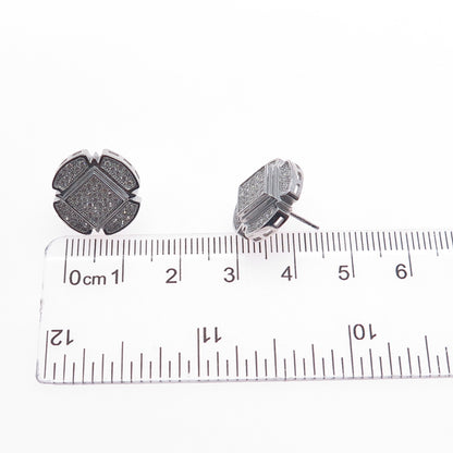 925 Sterling Silver Round-Cut C Z Cross Stud Earrings
