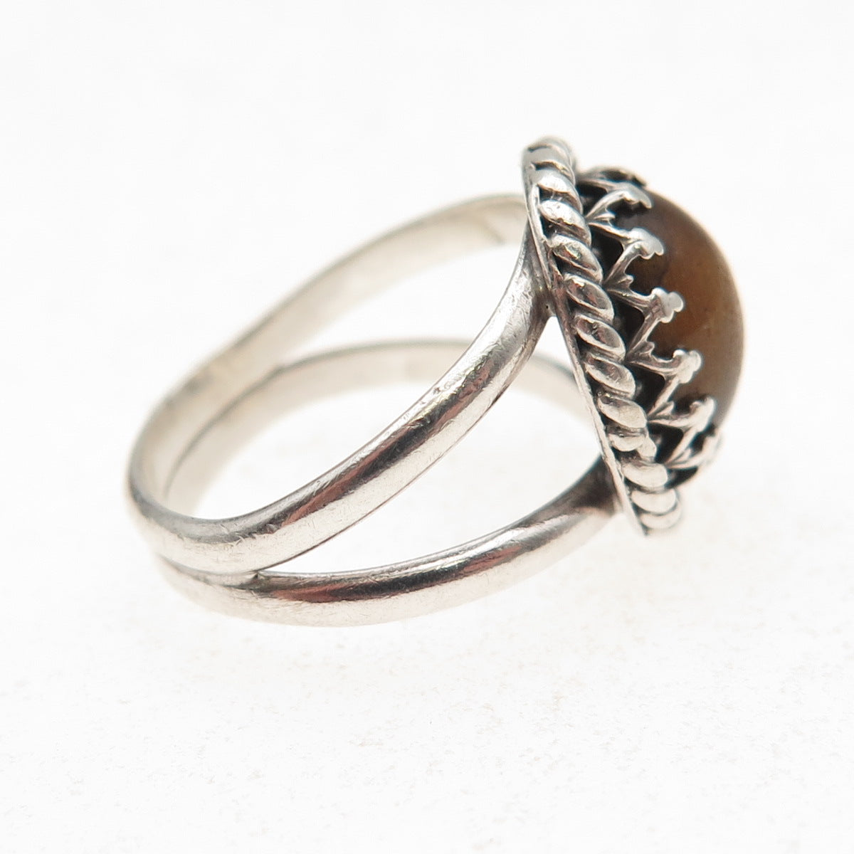 Phillip Long Navajo Old Pawn 925 Sterling Silver Vintage Tiger Eye Ring Size 4.5