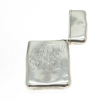 925 Sterling Silver Antique Art Deco Engraved "M&W" Collectable Vesta Match Case