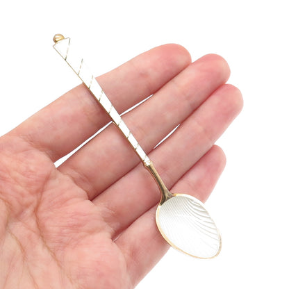 EGON LAURIDSEN 925S Sterling Gold Plated Vintage Denmark Enamel Coffee Spoon